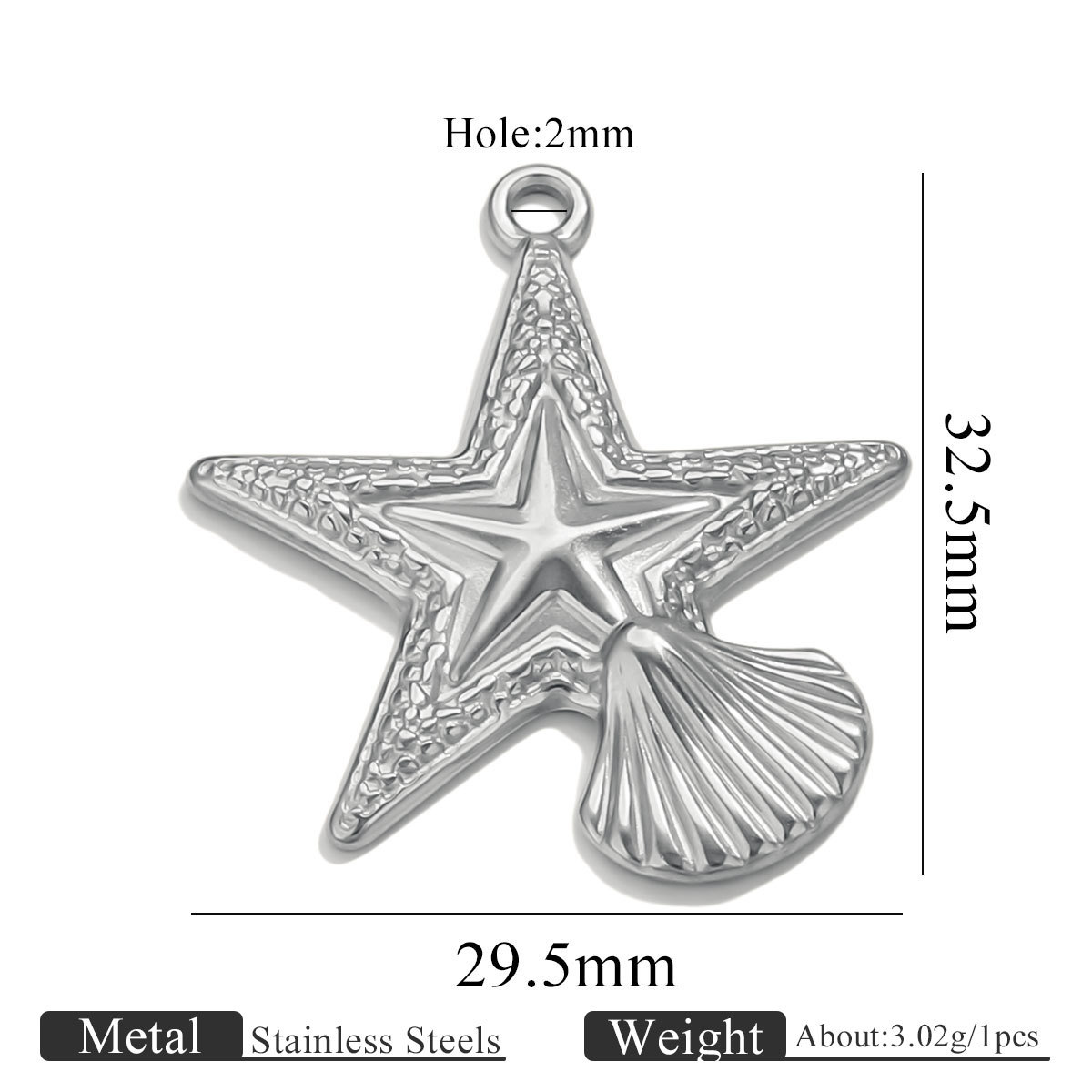 Steel-colored five-pointed star shell