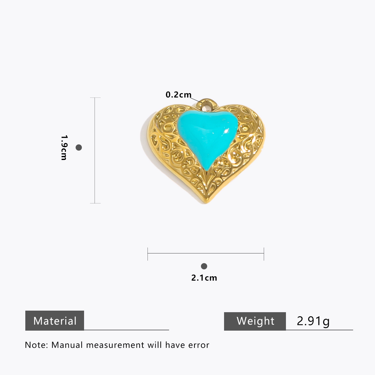 Green peach heart gold