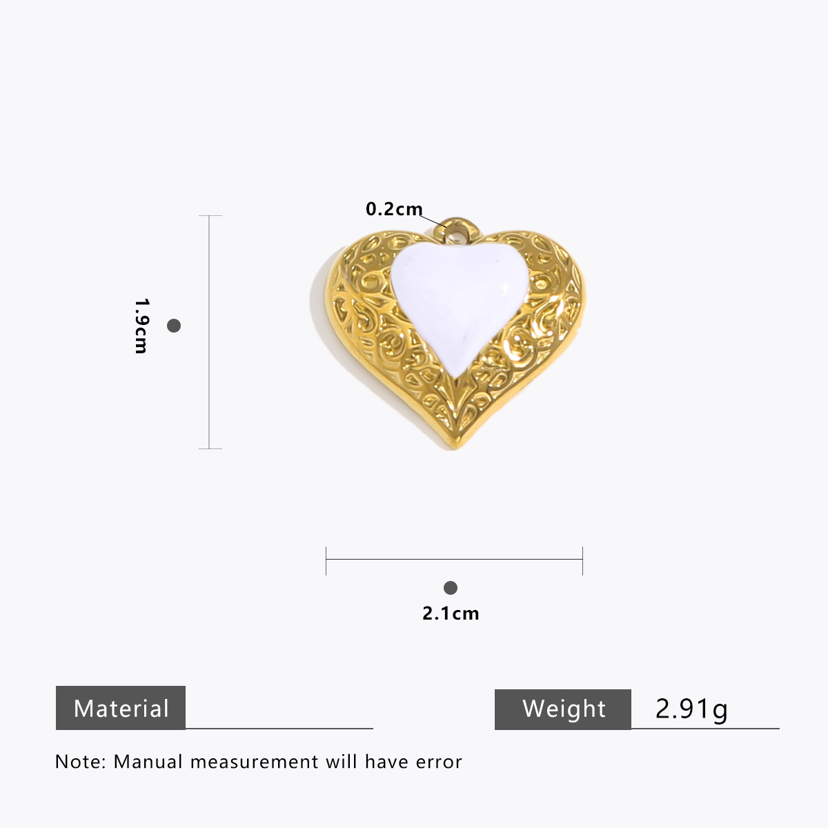 White peach heart gold