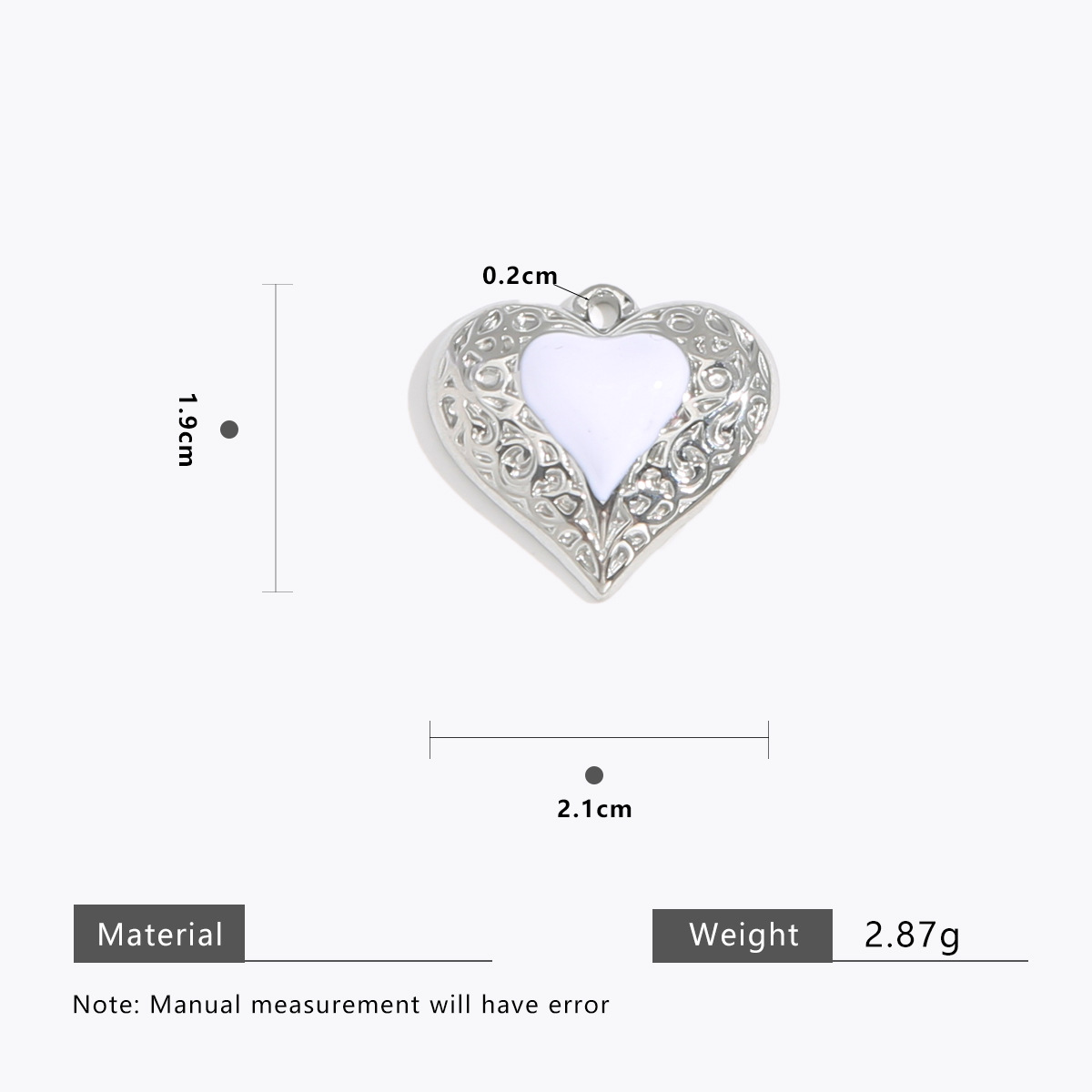 White peach heart steel color