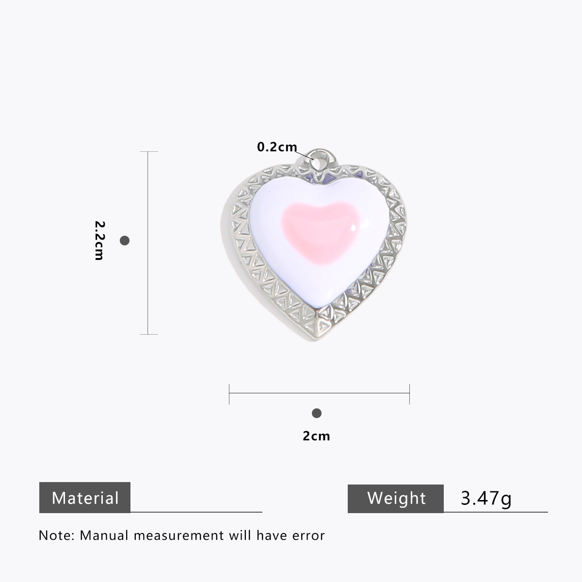 White-pink peach heart steel color