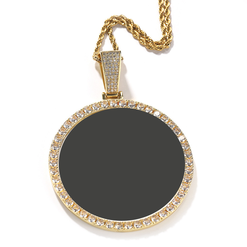 XL round photo (gold)  24inch twist chain