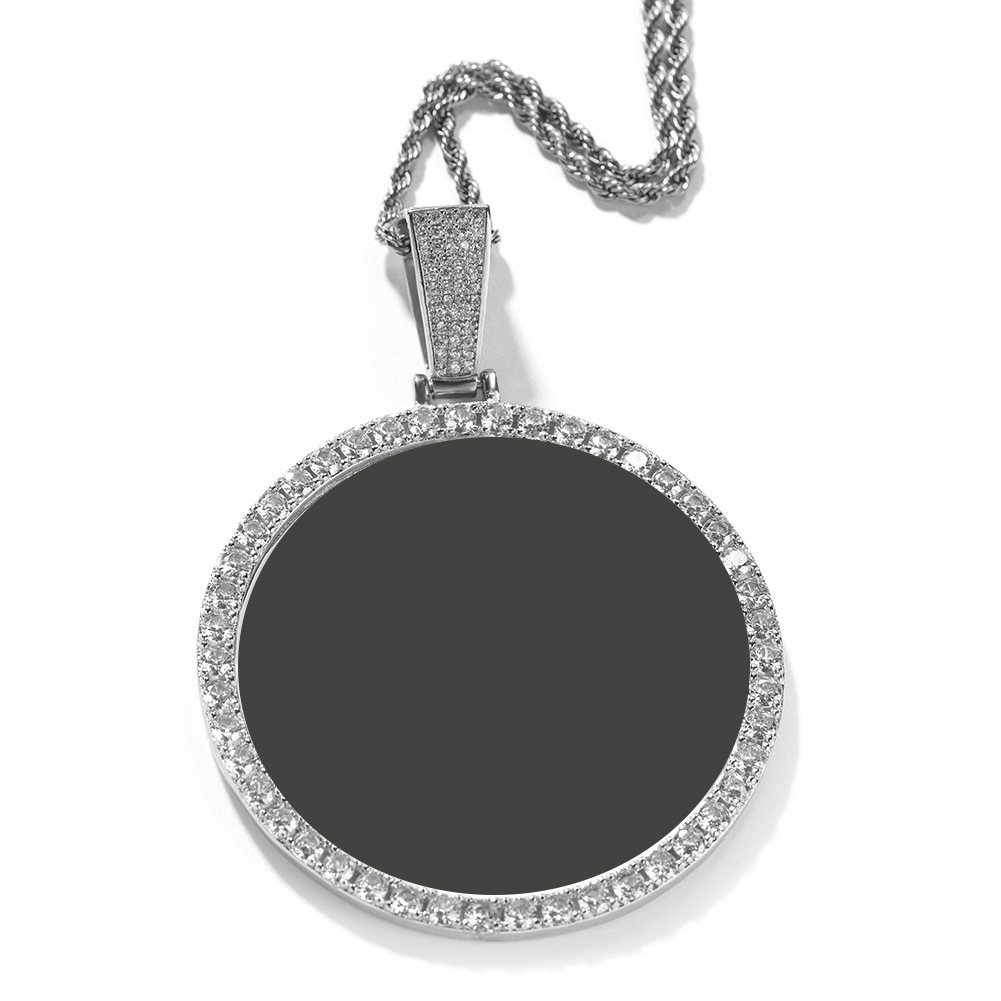 XL round photo (silver)  24inch twist chain