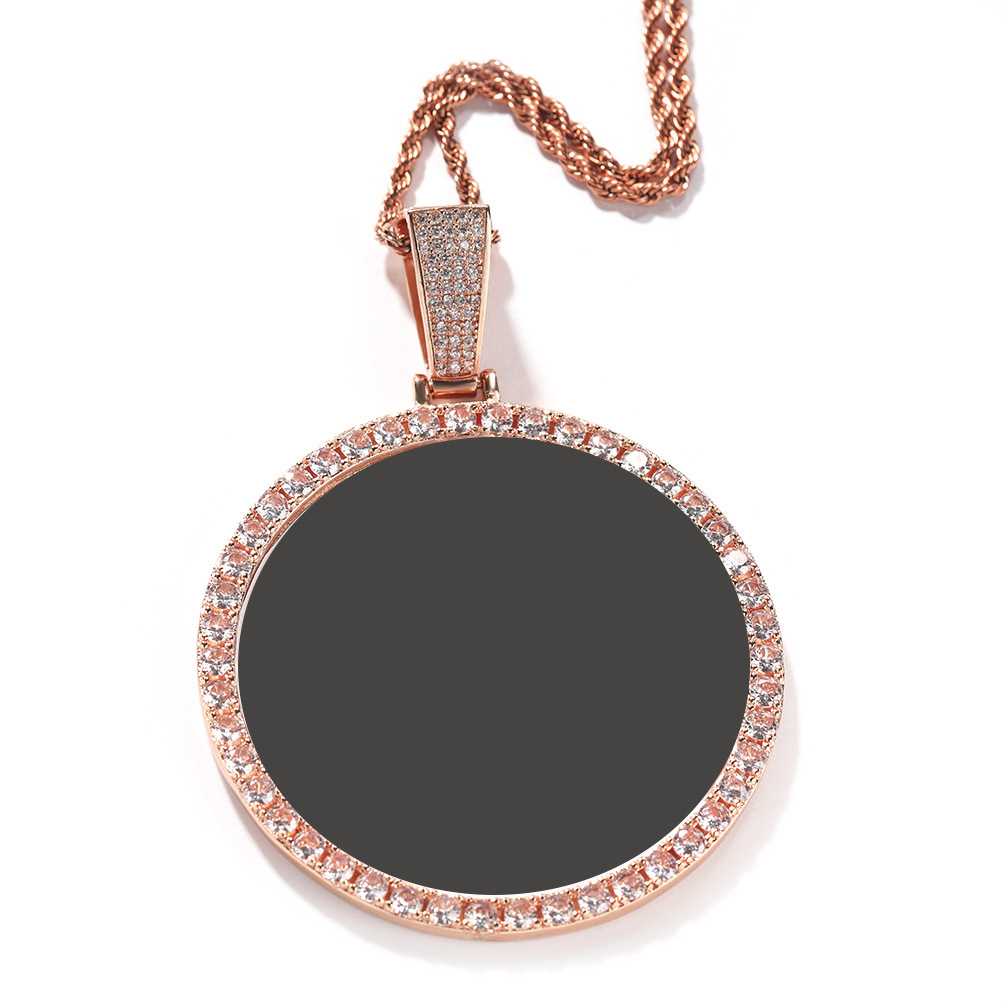 XL round photo (Rose Gold)  24inch twist chain