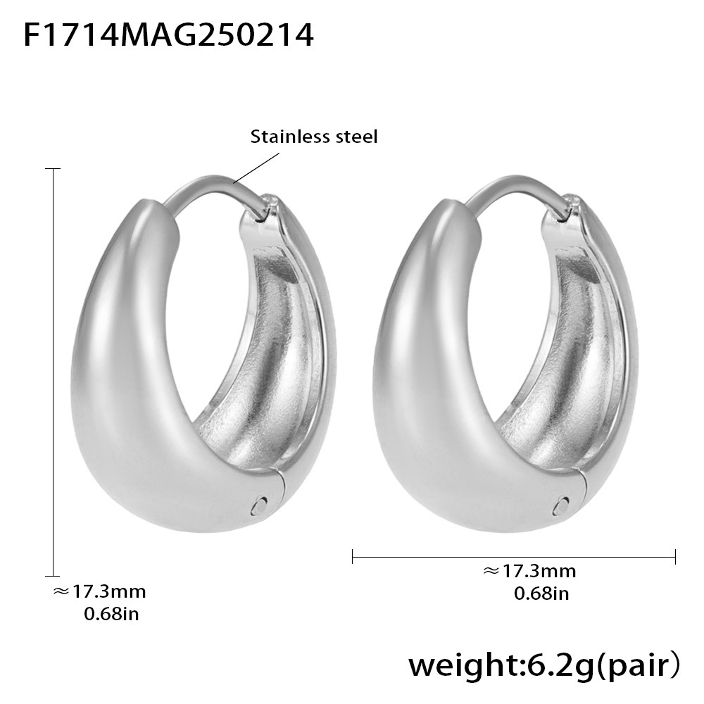 F1714-steel color earrings-17mm