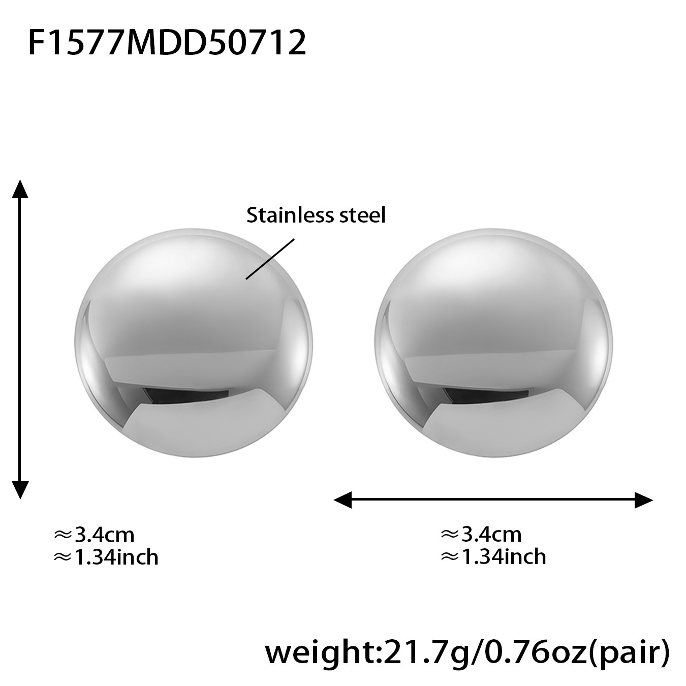 F1577-steel color round earrings