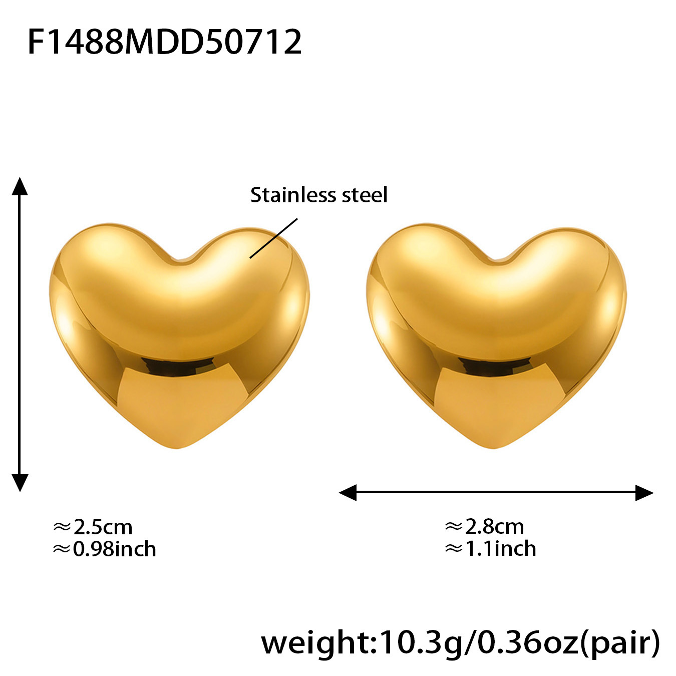 F1488-gold love earrings
