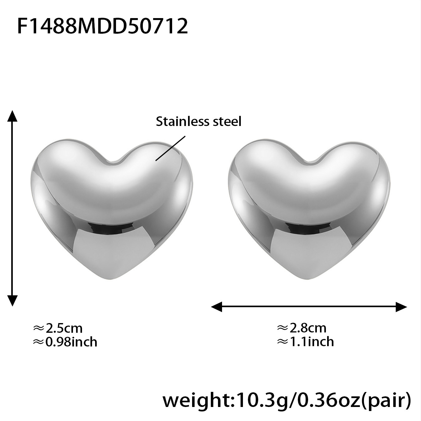 F1488-steel color love earrings
