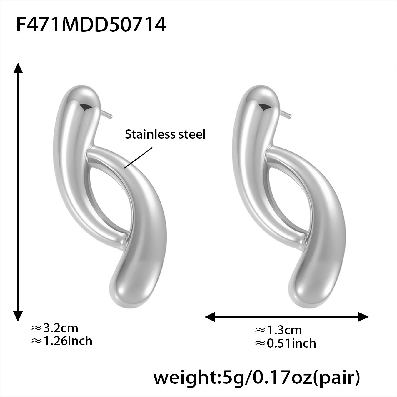 F471-steel color geometric drop earrings