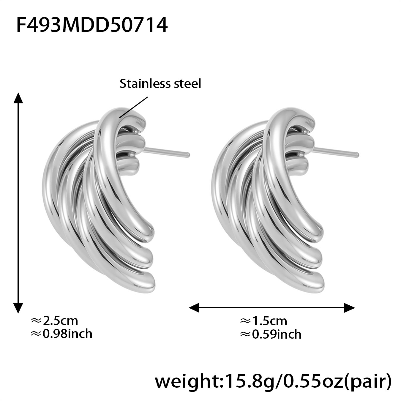 F493-steel color earrings