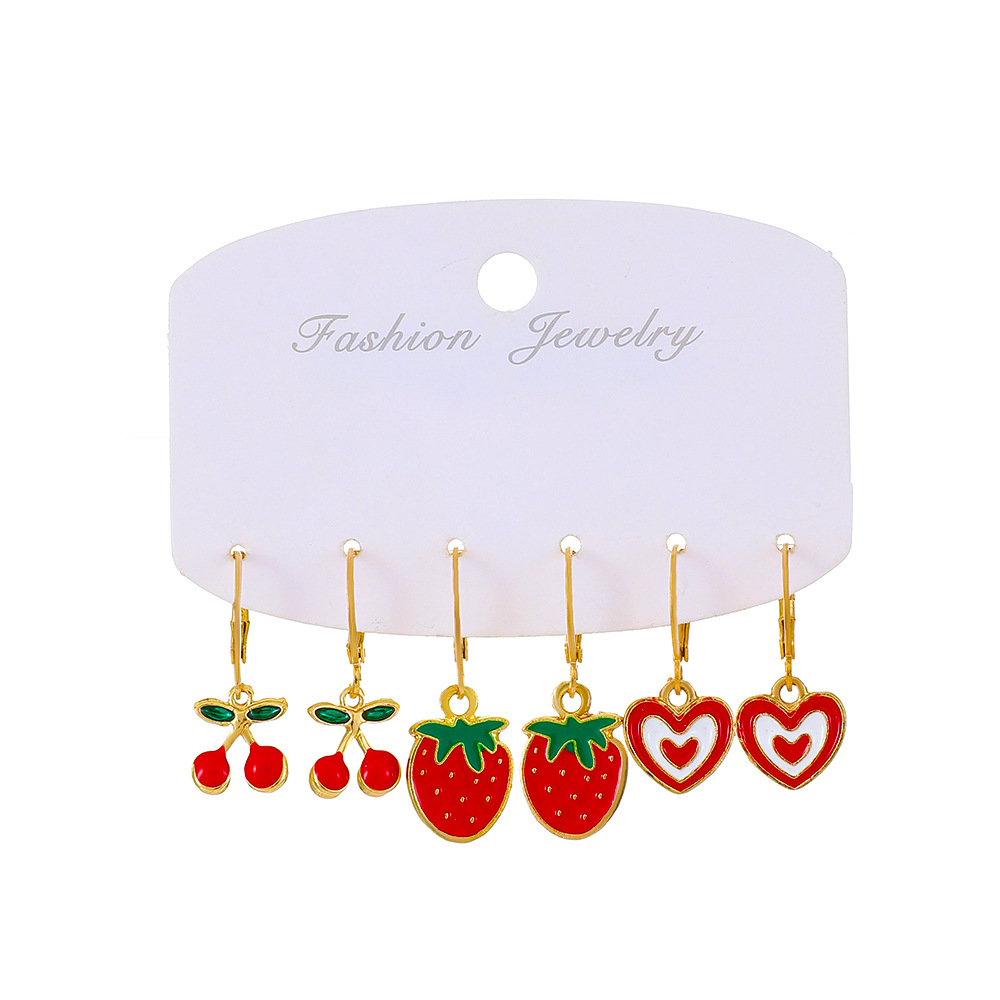 12 earrings red color wg-0926