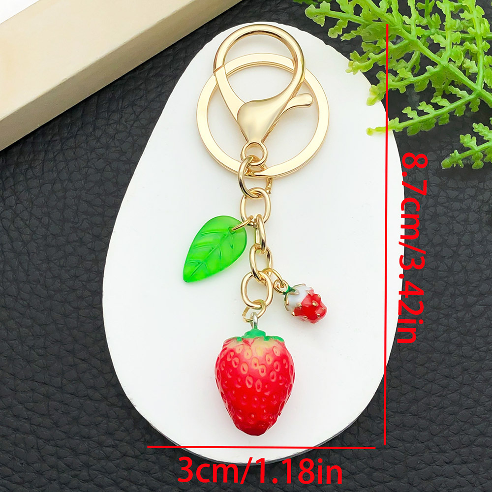 Er1613-kc gold red strawberry leaf 8-character keychain-12.8g [1 piece]