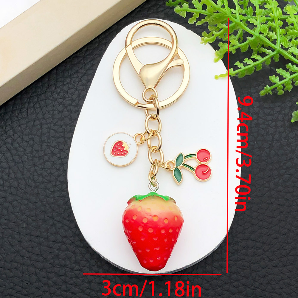 Er1614-kc gold red strawberry cherry 8-character keychain-17.1g [1 piece]