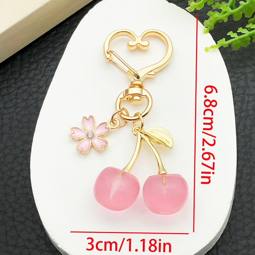 Er1616-kc gold transparent pink cherry cherry blossom peach heart-shaped keychain-9.5g [1 piece]