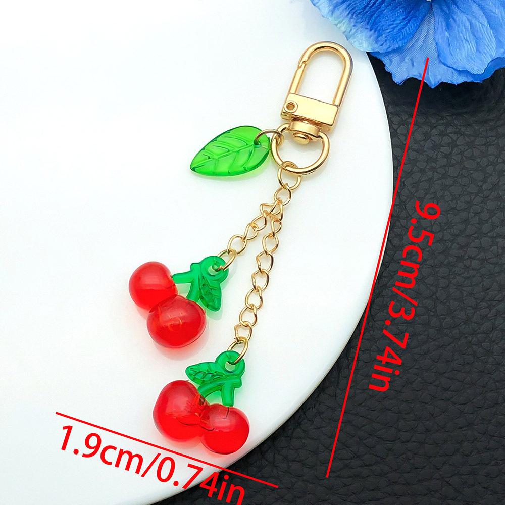 Er1602-kc gold transparent red leaf cherry u-shaped keychain-7.1g [1 piece]