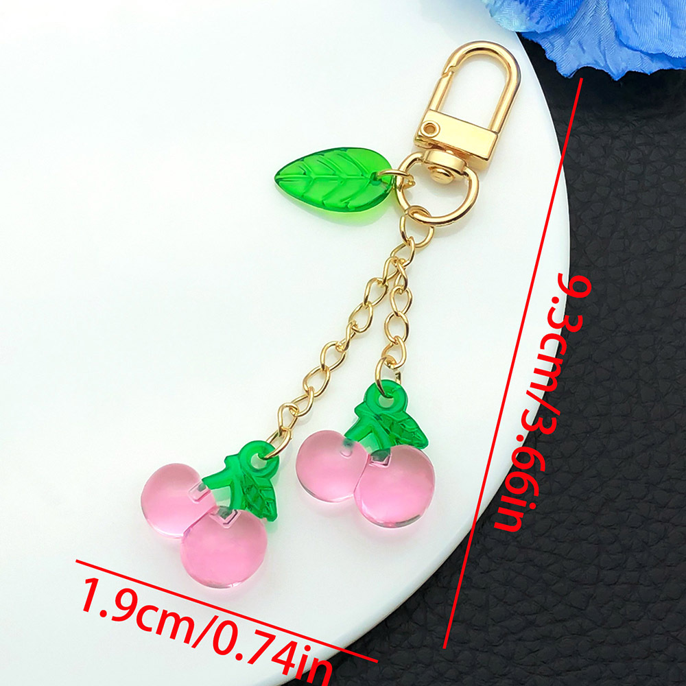Er1604-kc gold transparent pink leaf cherry u-shaped keychain-7.1g [1 piece]