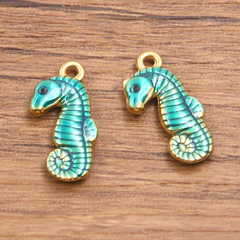 Blue double-sided seahorse 10X21mm