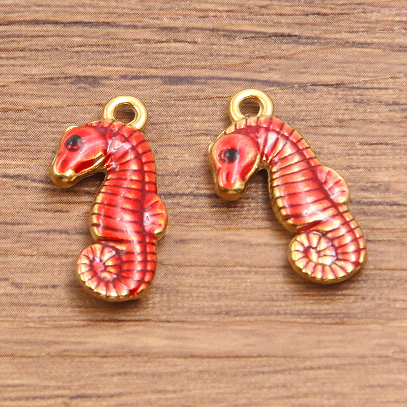 Red double-sided seahorse 10X21mm