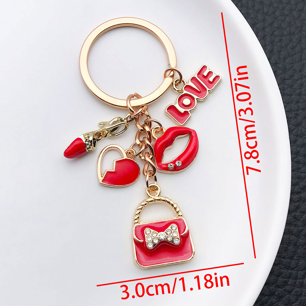ER879-Drop Oil Red Valentine s Day Love Red Lip LOVE Keychain -13.7g