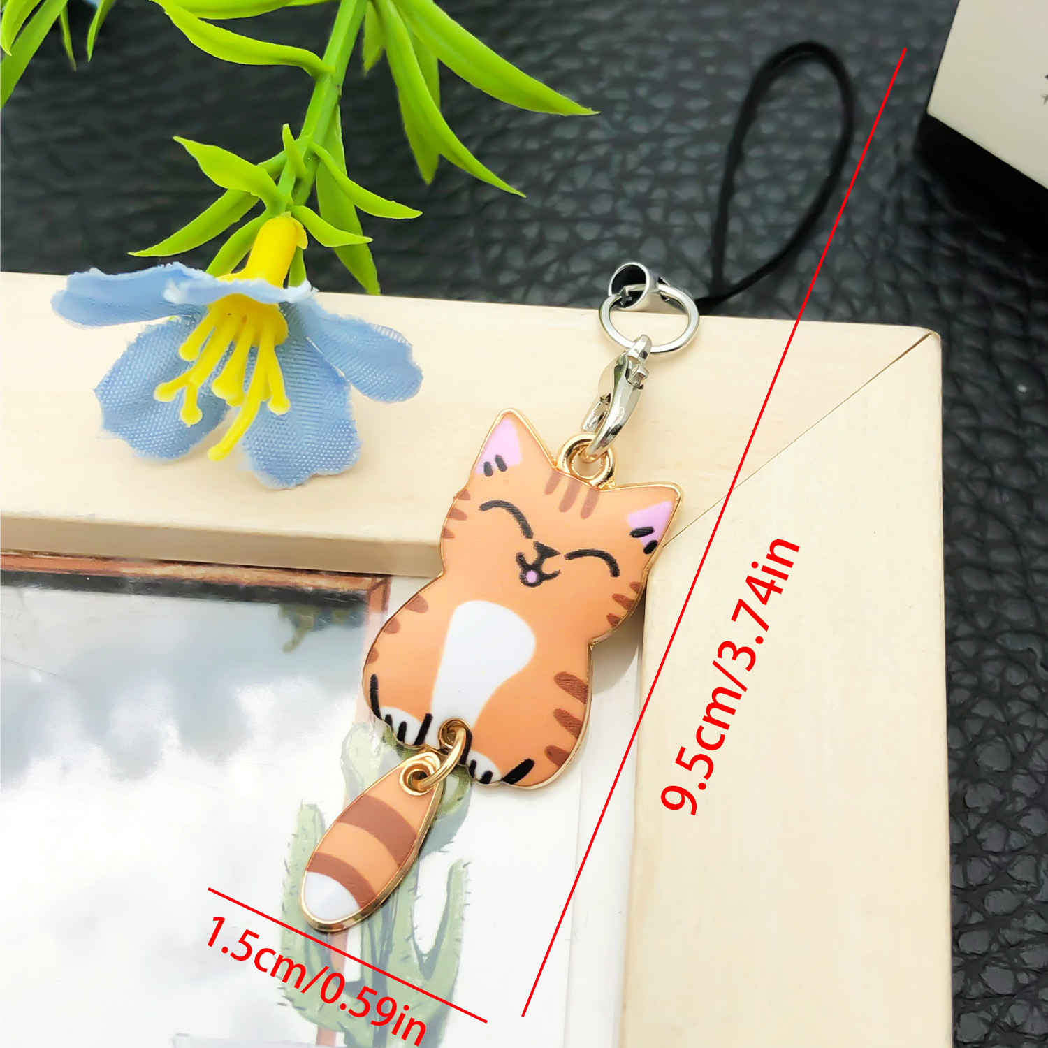 Ls77-1 orange cat mobile phone chain-2.3g