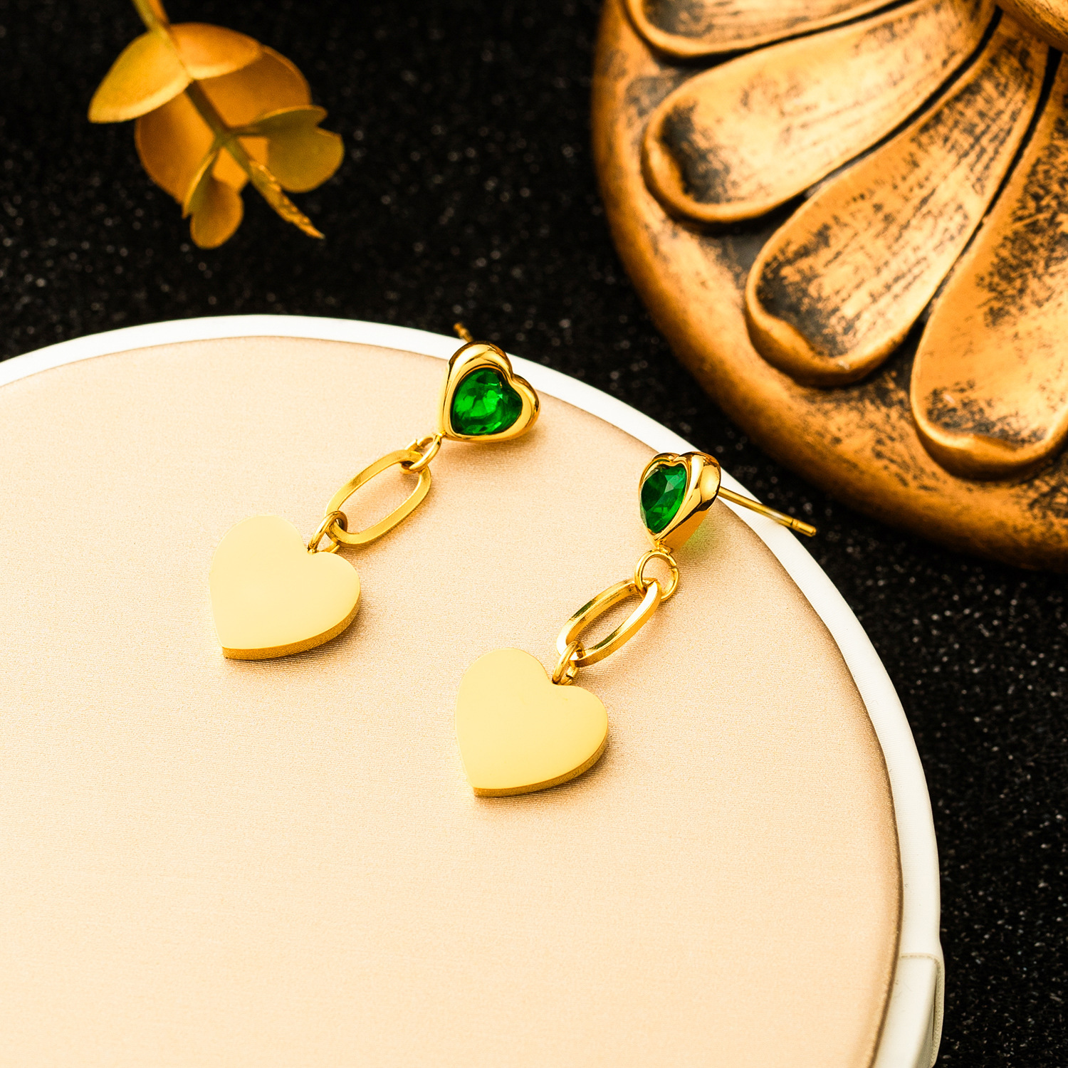 Emerald heart shaped earrings#