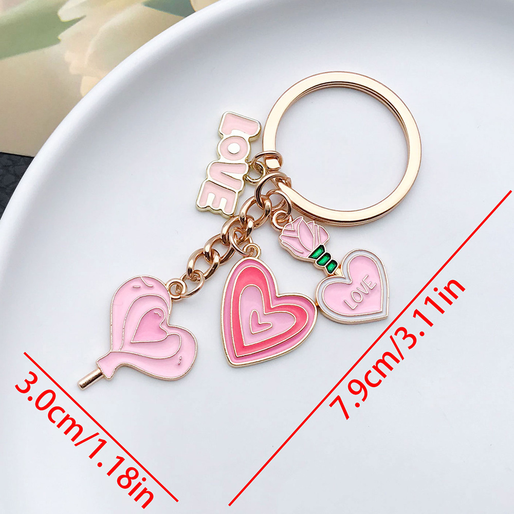 ER876-Drop Oil Pink Valentine s Day Love Keychain -11.9g