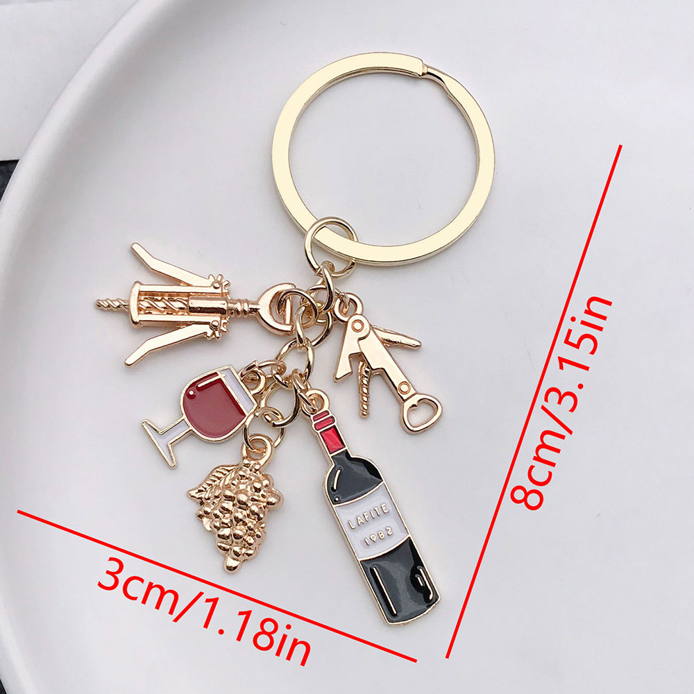 ER855-KC gold wine wine dripping red wine keychain -10.6g
