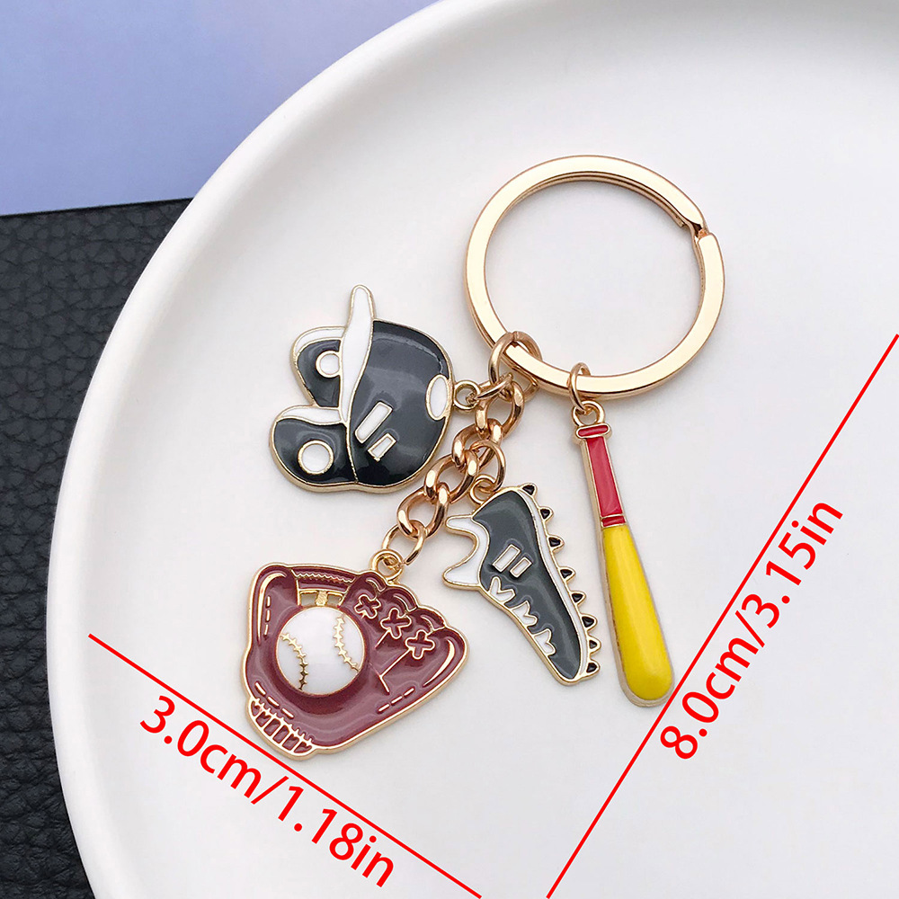 ER873-Sports Series Drop Oil Black Baseball Guard Keychain -13.4g