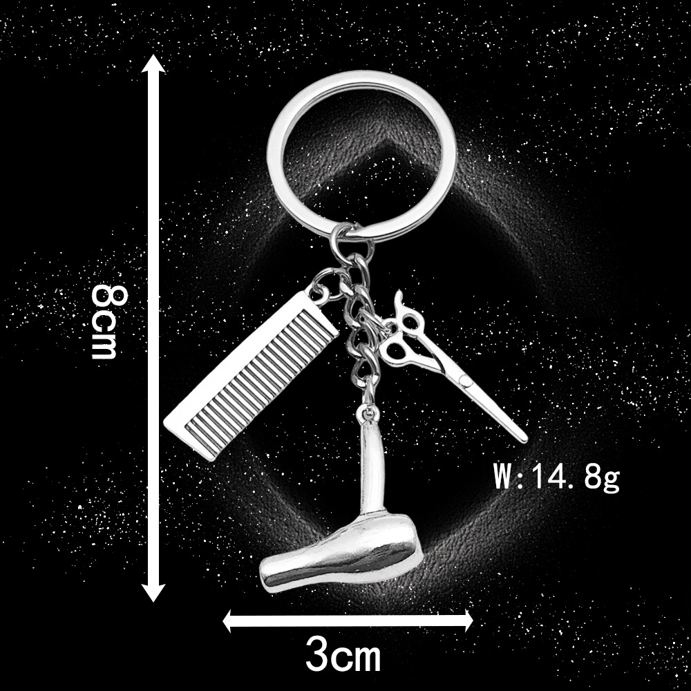 Ancient silver wash cut blow series key chain ring-LS02-14.8g