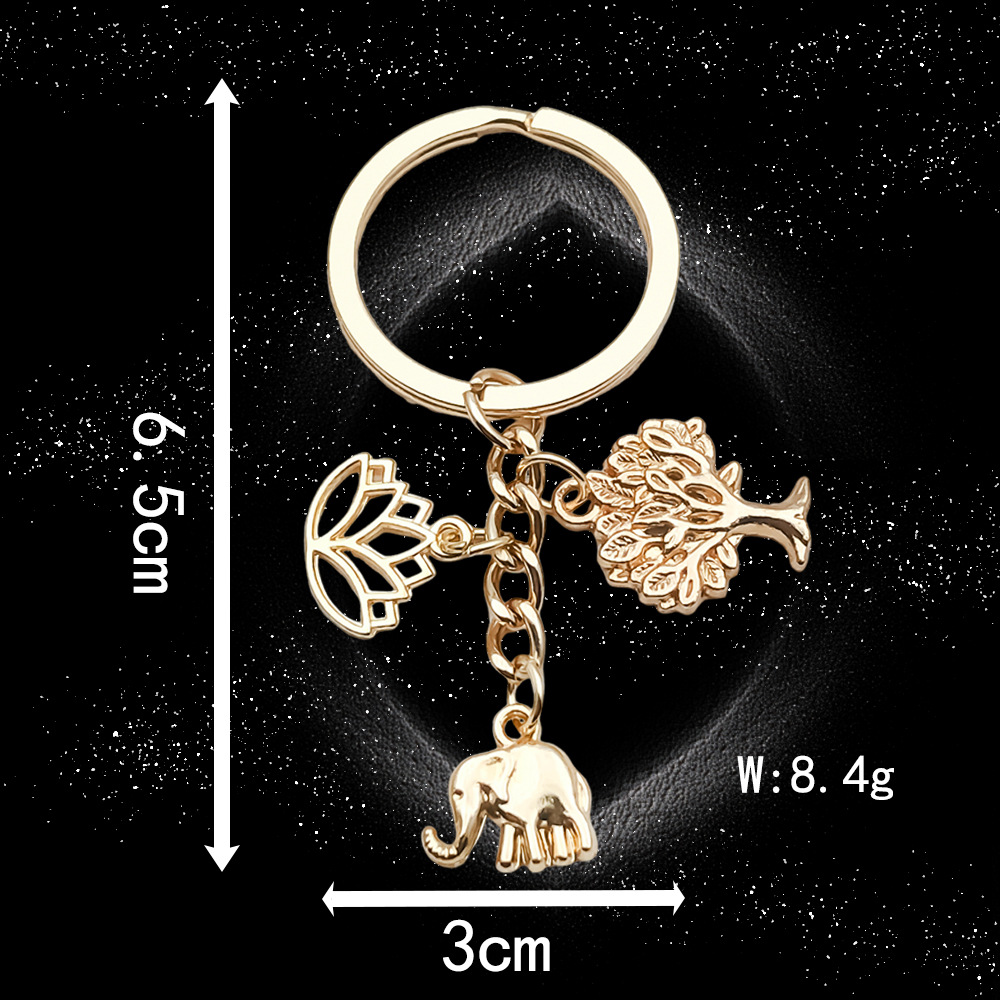 Kc Golden Elephant Tree Lotus Keychain-LS71-8.4g