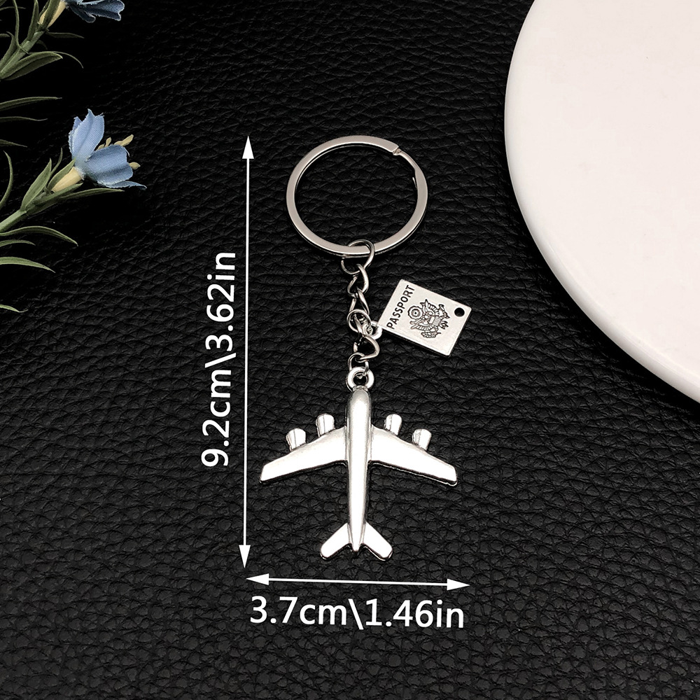 ER680-1 Ancient Silver Global Plane Pass Keychain -9.6g