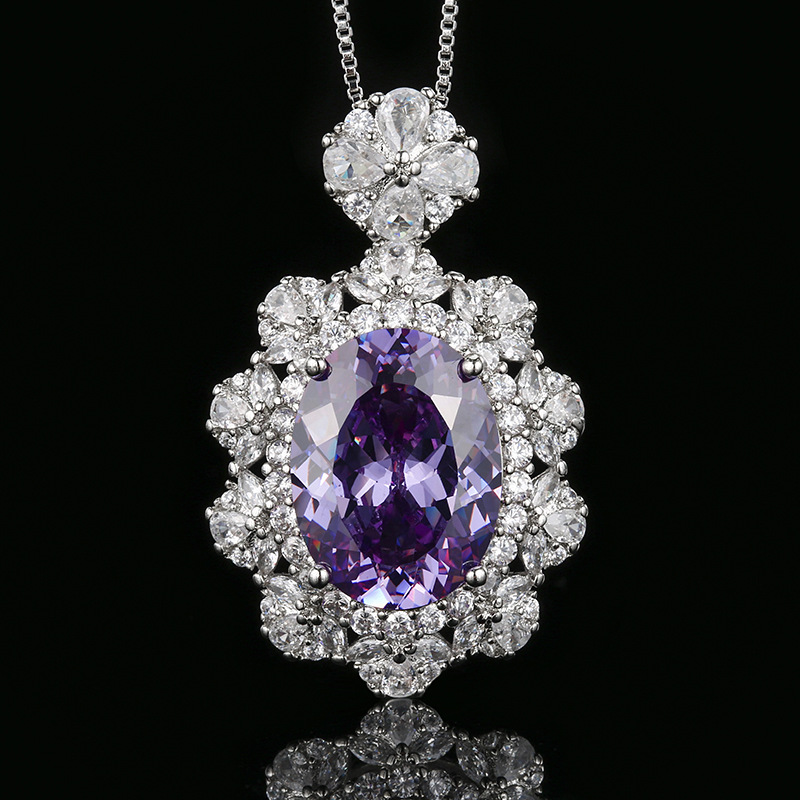 Bird's nest shear orchid pendant with box chain