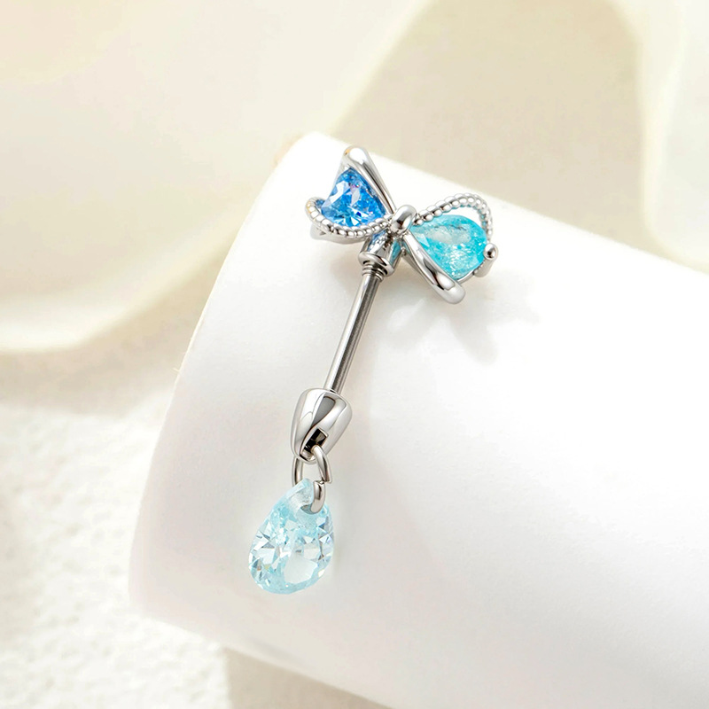 A509-2#Blue bow + blue water drop (single)