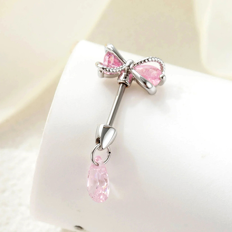 A509-4#Pink bow + pink water drop (single)
