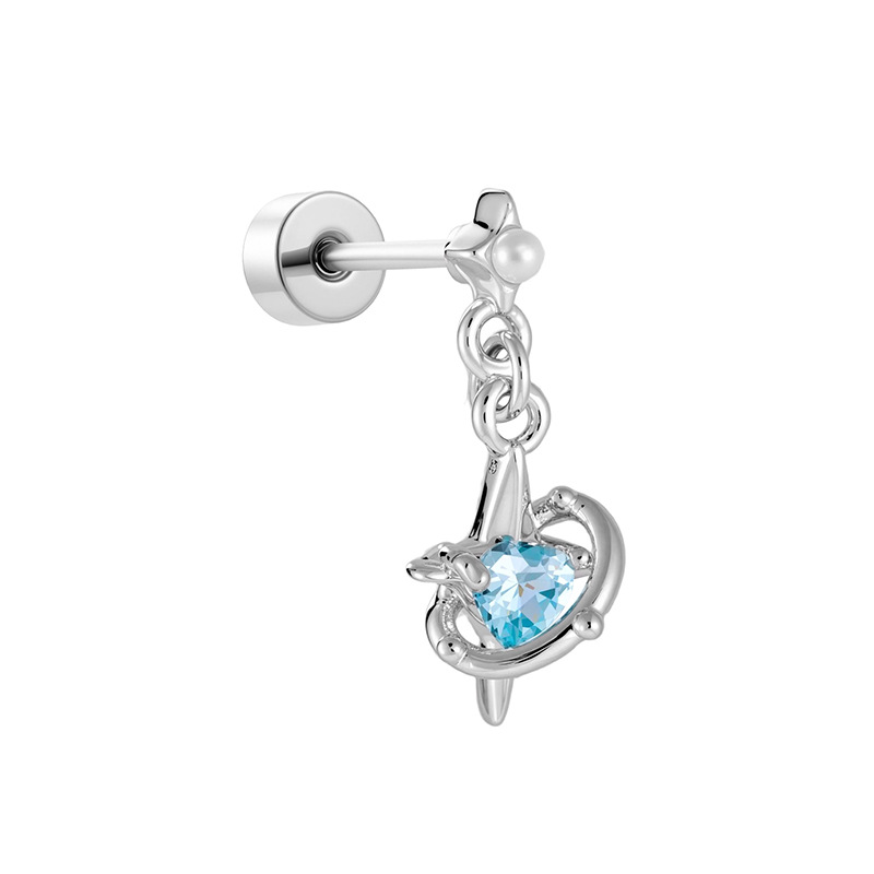 A514-light sea blue star earrings (single)