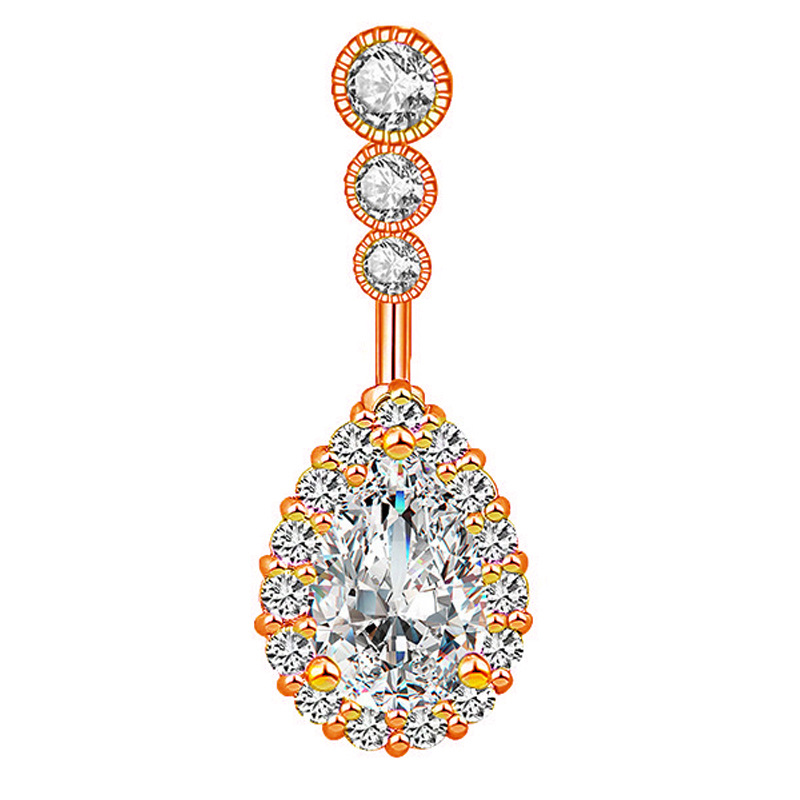 Rose gold three zircons (small water droplets)