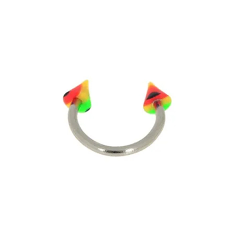 Rainbow color nose ring pointed cone (1.2*10*3mm)