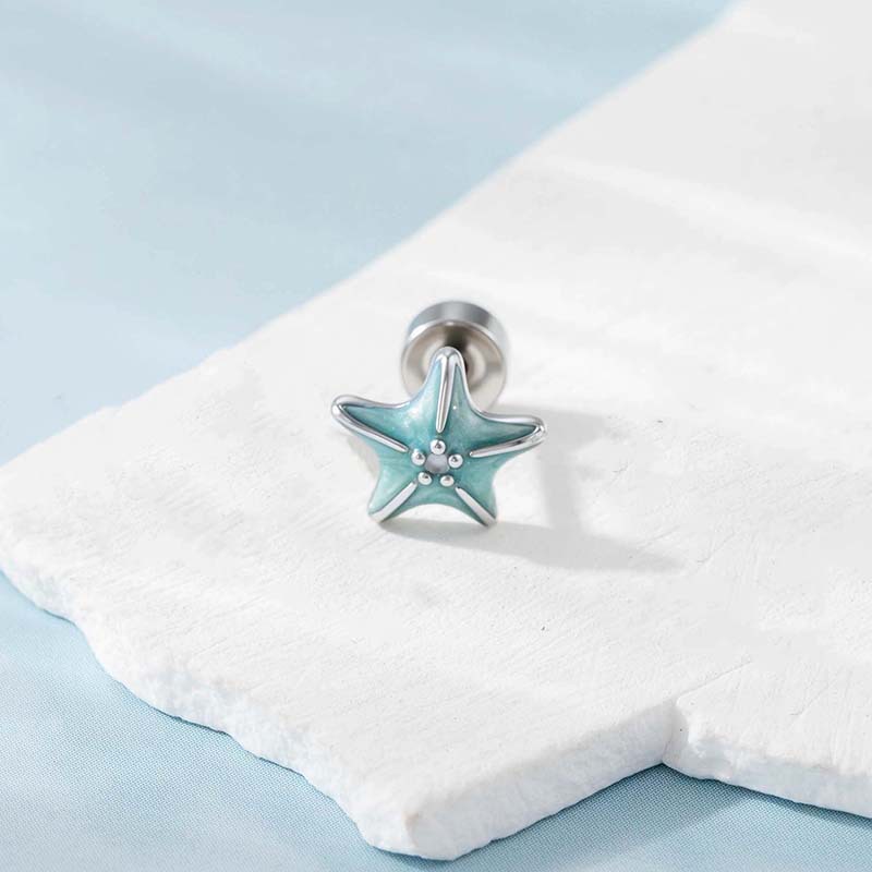 A529-3 # Small version of starfish earrings (single)