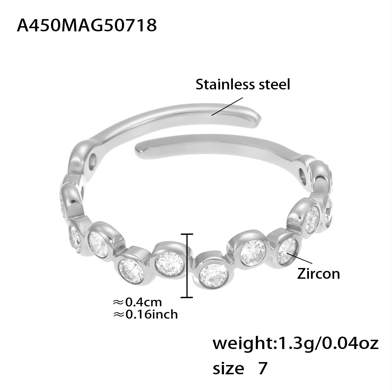 Steel white zircon
