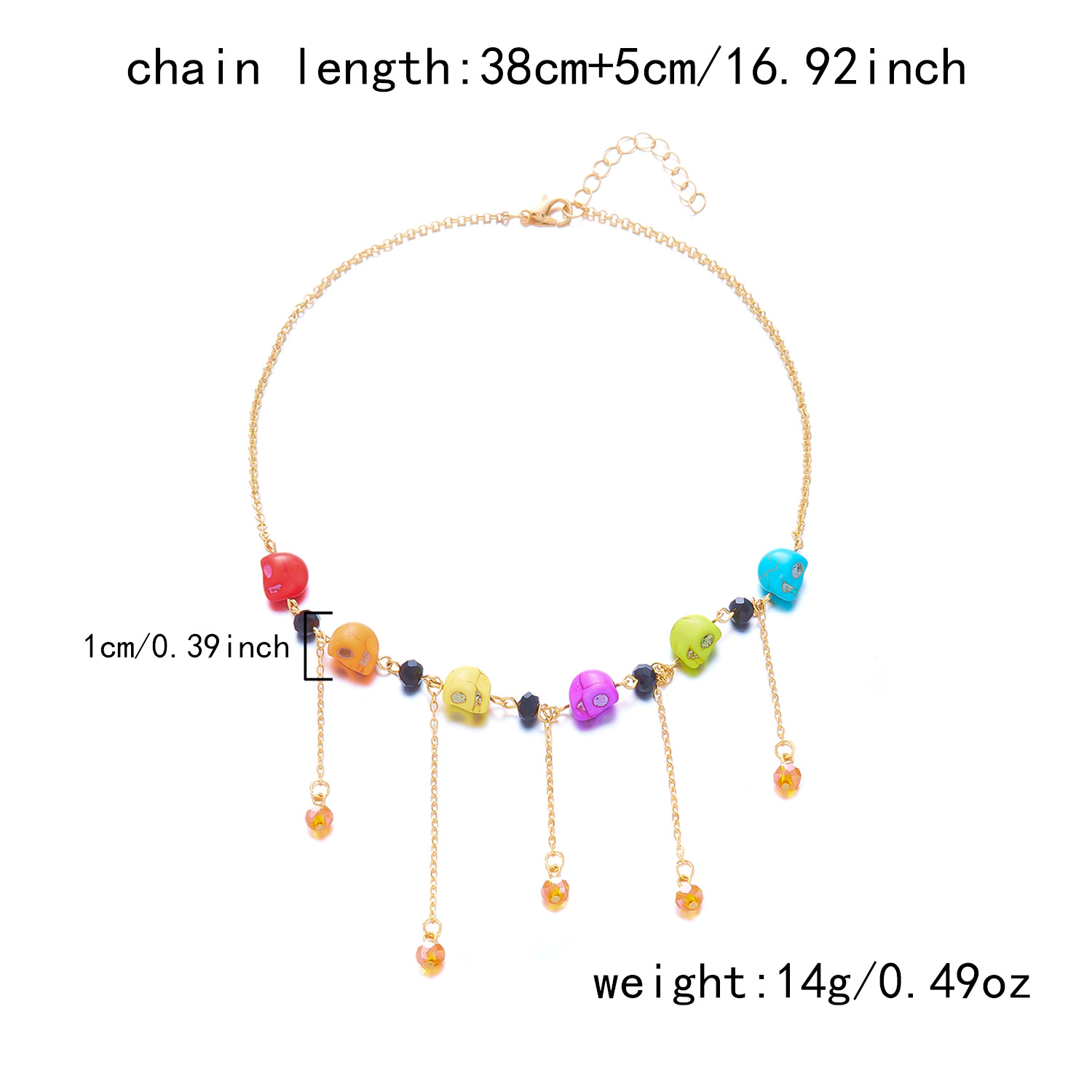 骷颅头流苏项链