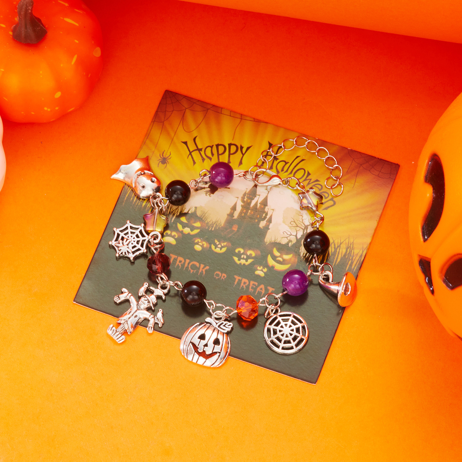 Pumpkin Scarecrow chain bracelet