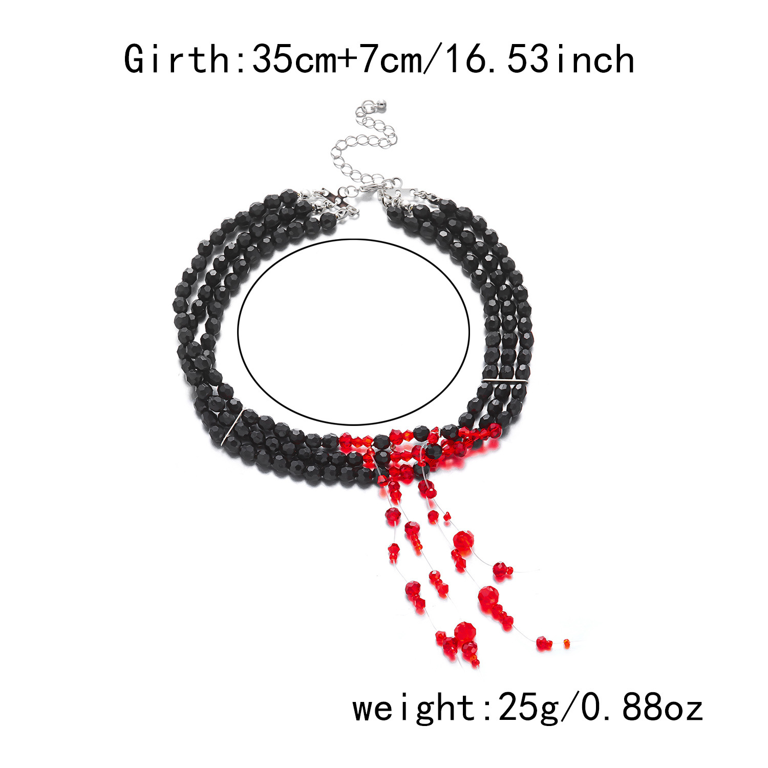 Three-layer crystal tassel necklace