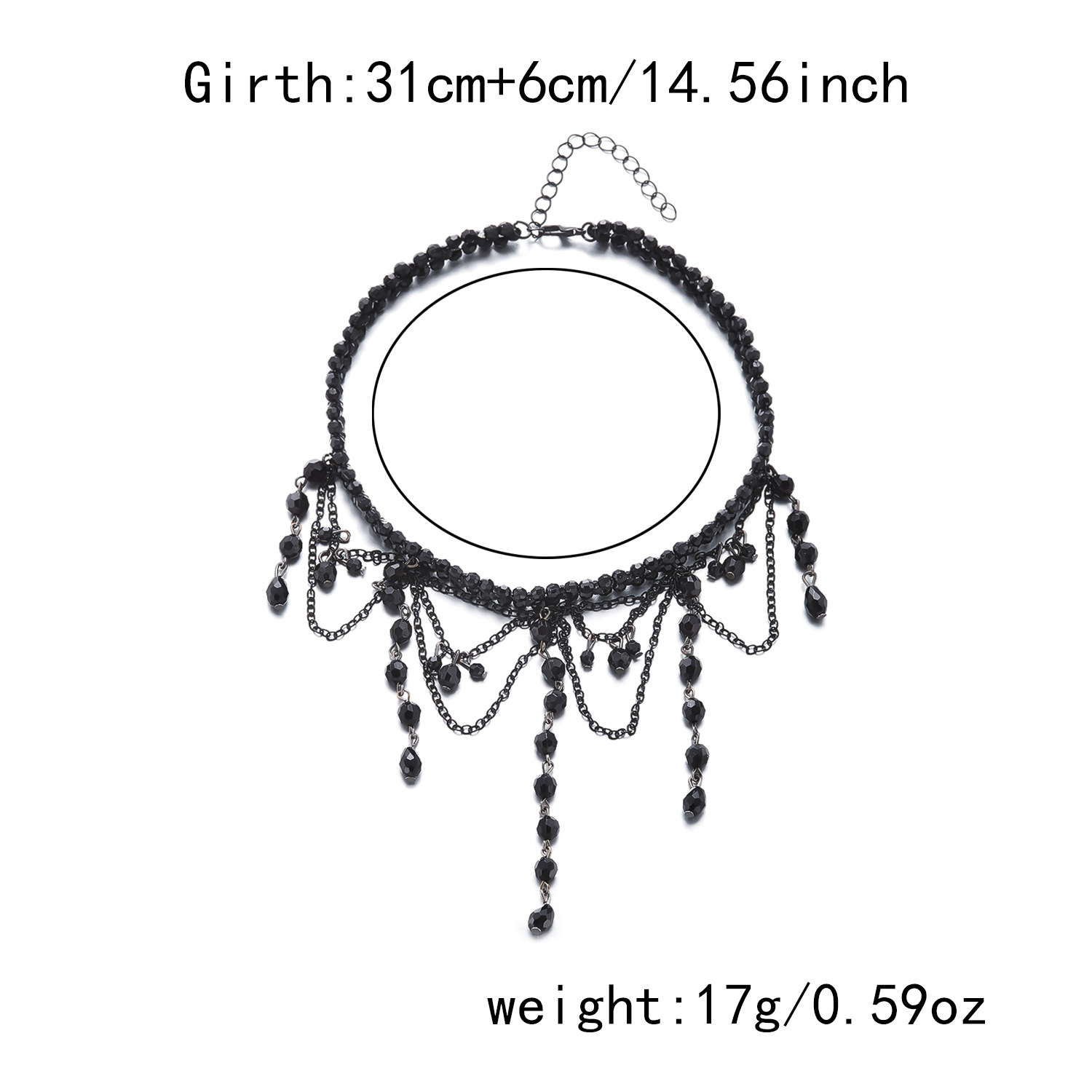 Multi-layer crystal tassel necklace