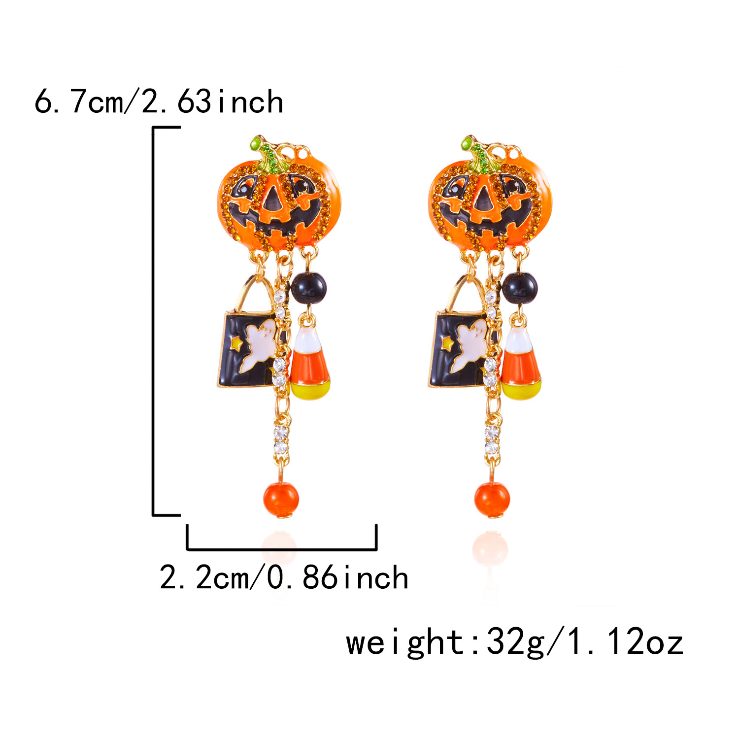 Pumpkin head ghost earrings