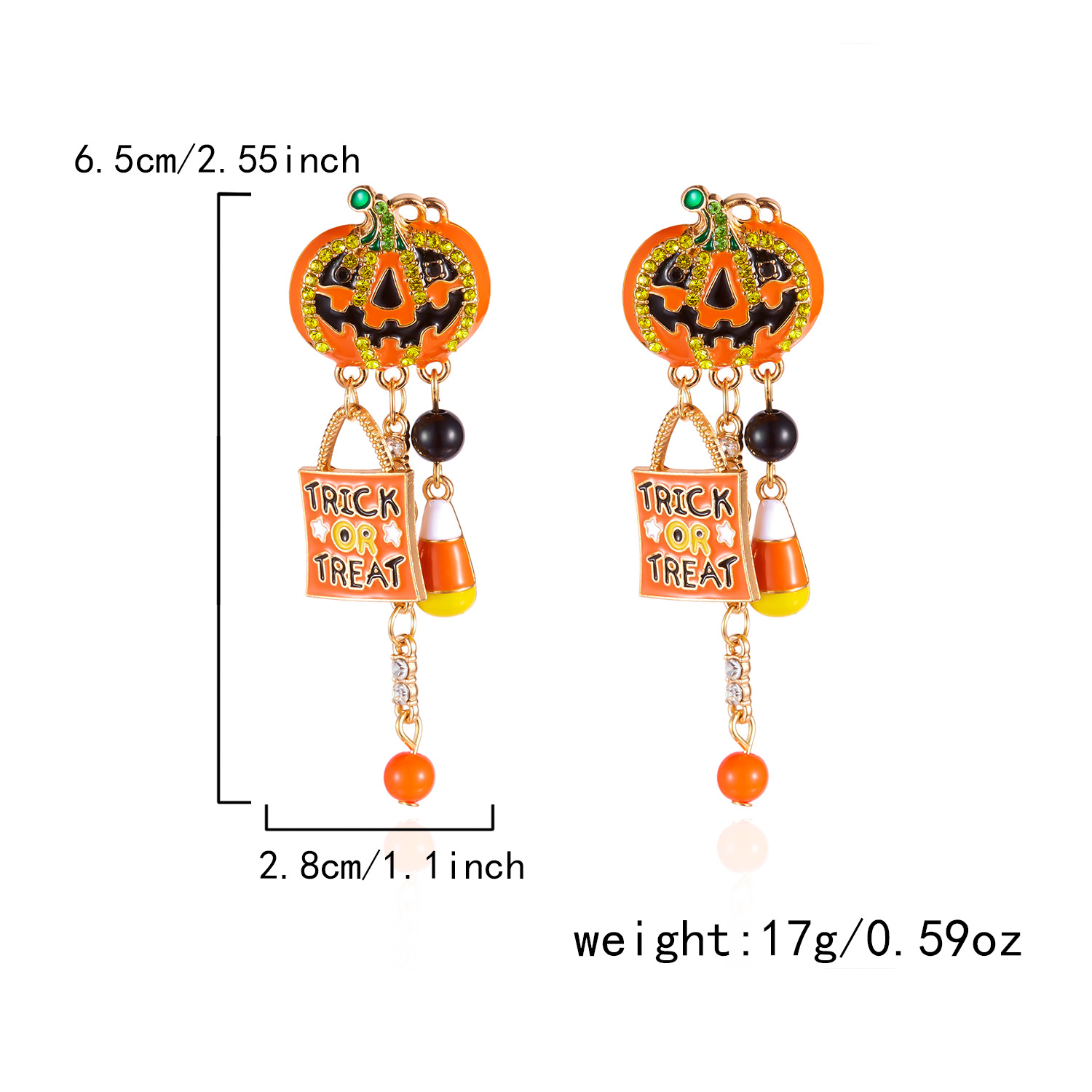 Pumpkin head letter earrings