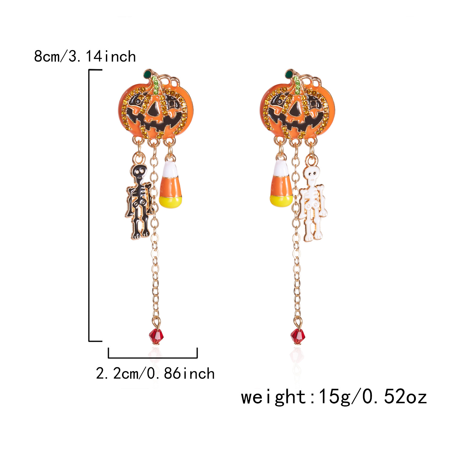 Pumpkin head skull earrings