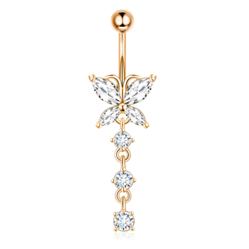 Butterfly three diamonds-rose gold