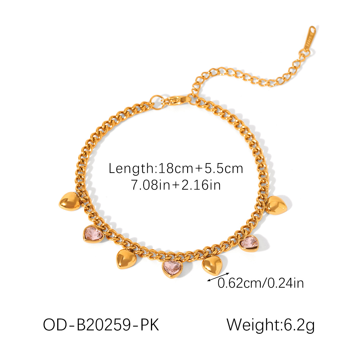 Od-b20259-pk heart-shaped pink zirconium tassel