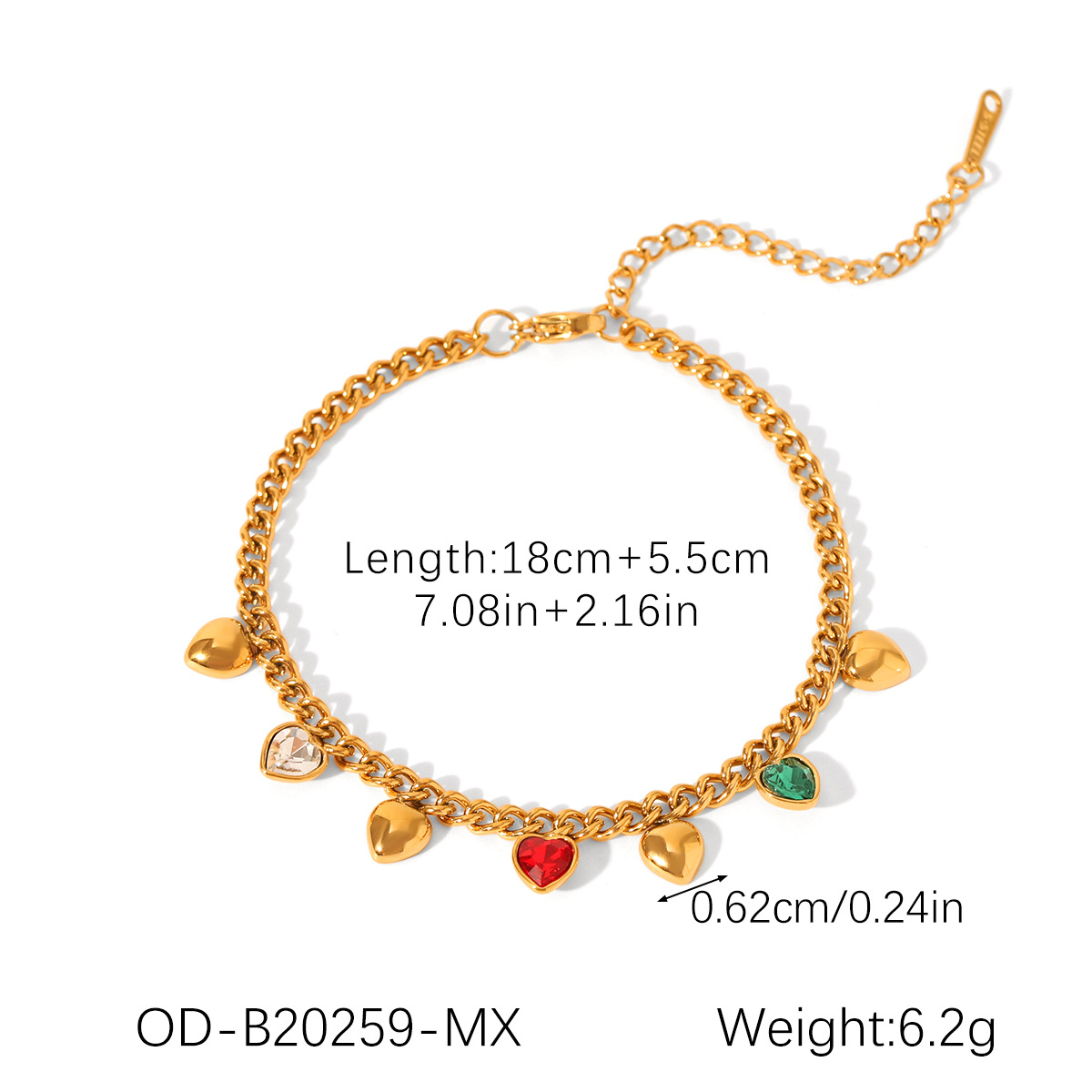 Od-b20259-mx heart-shaped colored zirconium tassel