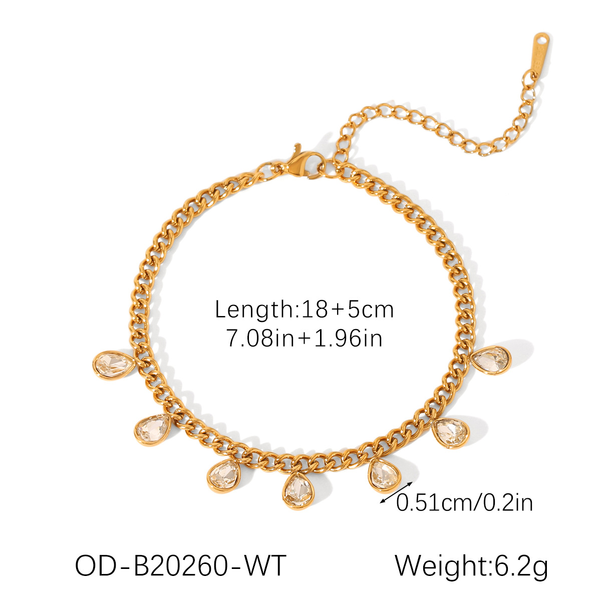 Od-b20260-wt white water drop tassel bracelet